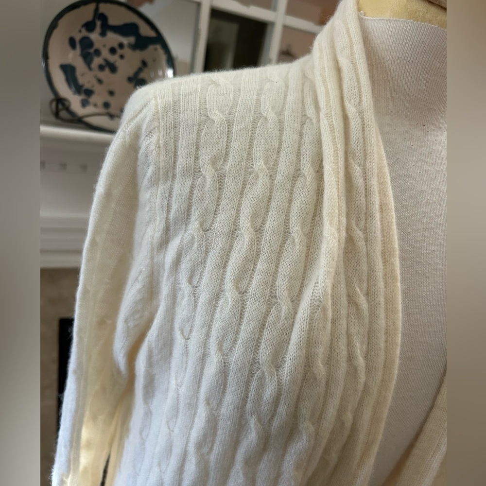 White + Warren Cashmere Textured Cream Cardigan - Picture 3 of 9